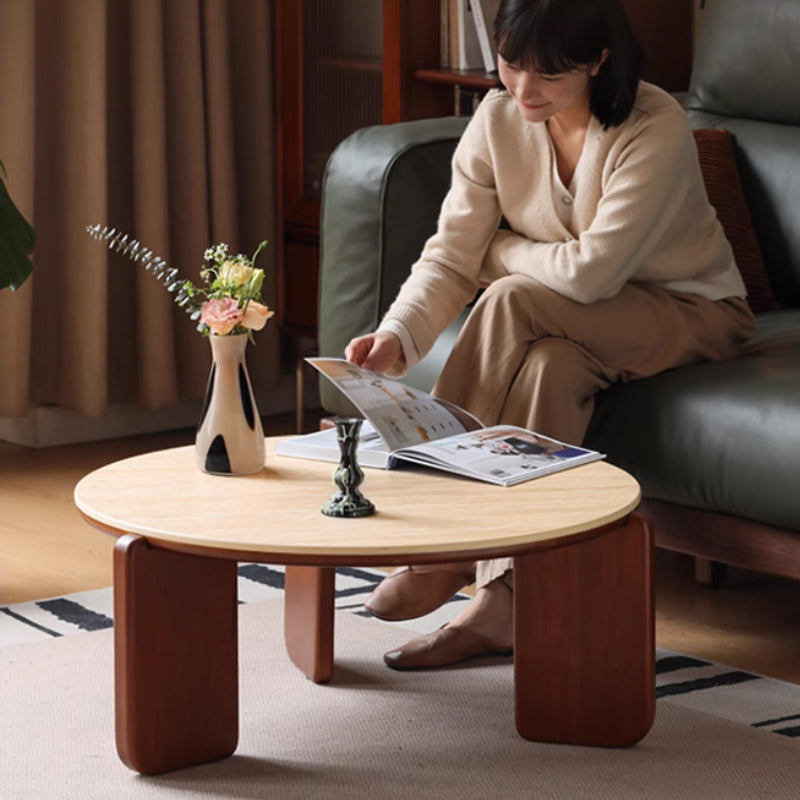 Samantha Solid Liriodendron Round Coffee Table Side Table Set with Ceramic – view 10