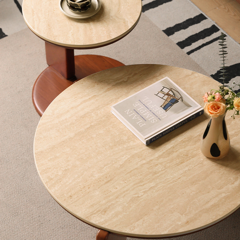 Samantha Solid Liriodendron Round Coffee Table Side Table Set with Ceramic – view 5