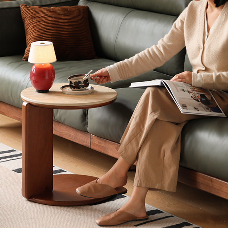 Samantha Solid Liriodendron Round Coffee Table Side Table Set with Ceramic – view 7