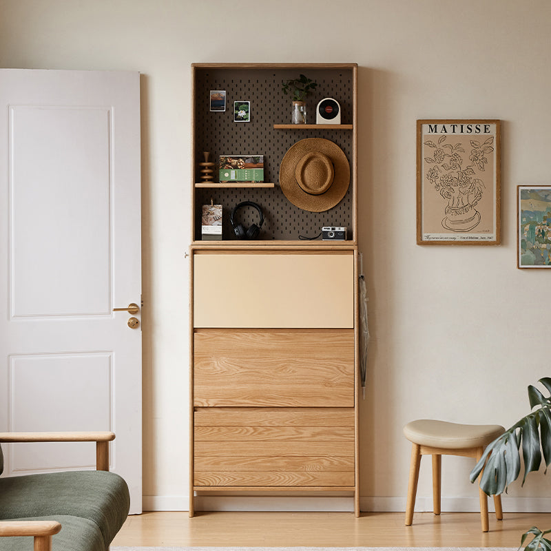 Virgil Solid American Oak & Liriodendron Ultra-Thin Shoe Cabinet 80cm