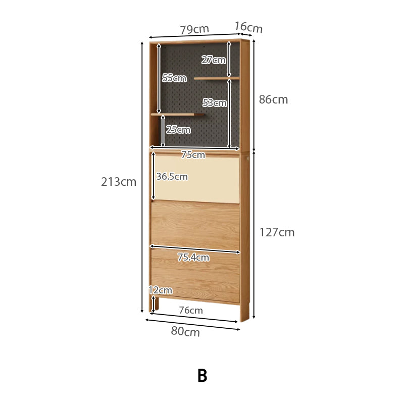 Virgil Solid American Oak & Liriodendron Ultra-Thin Shoe Cabinet 80cm – view 14