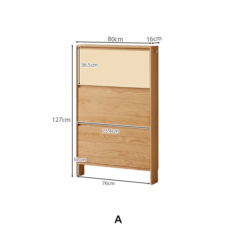 Virgil Solid American Oak & Liriodendron Ultra-Thin Shoe Cabinet 80cm – view 18