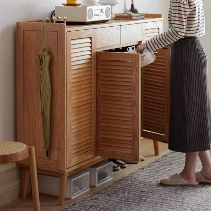Faith Solid Oak Shoe Cabinet 140cm – view 3