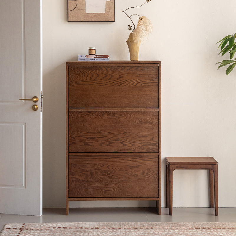Josie Ultra-Thin Flip-Down Shoe Cabinet in Solid Oak with Pinewood, 80cm 120cm – 80cm, view 13