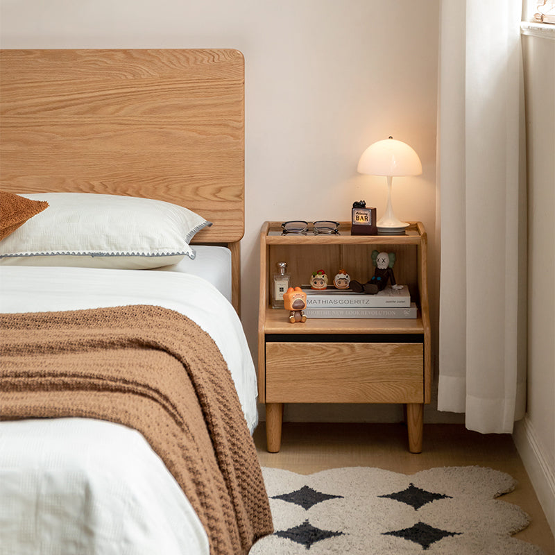 Keith Solid Rubberwood Bedside Table
