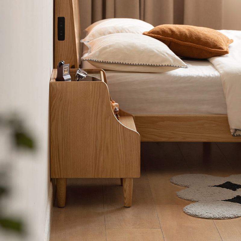 Keith Solid Rubberwood Bedside Table – view 4