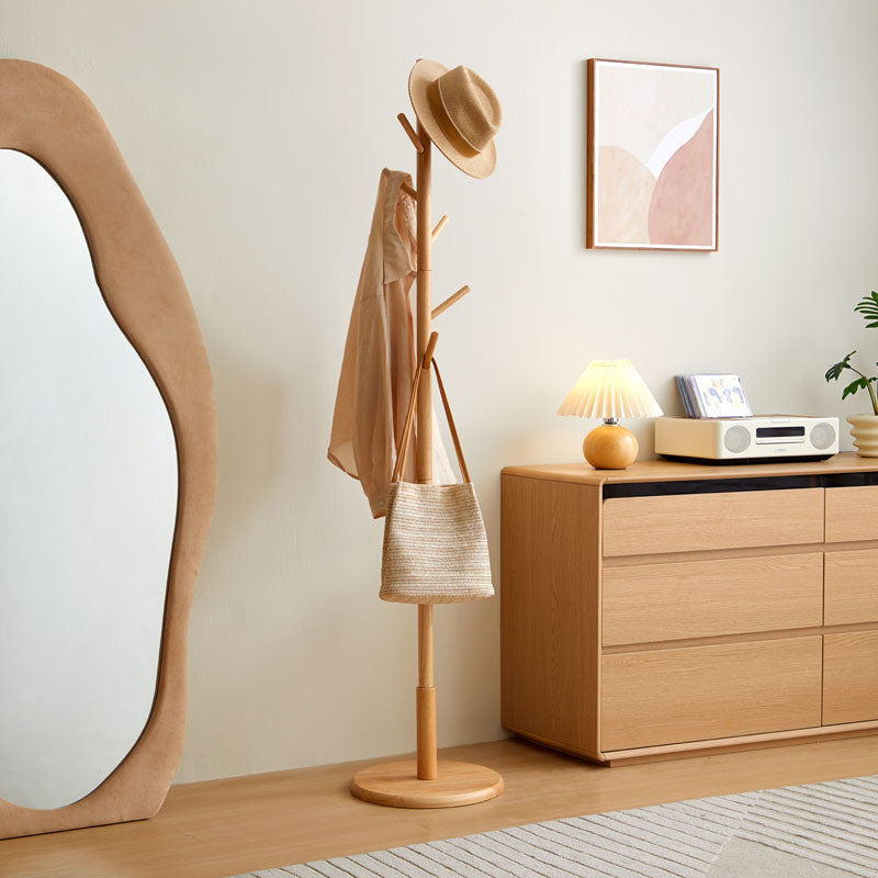 Norbert Solid Rubberwood Coat Rack 36cm – Natural Wood