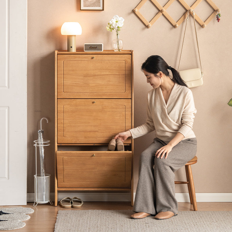 Viktor Solid Rubberwood Ultra-Thin Shoe Cabinet 65cm