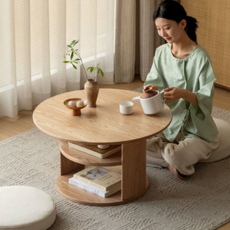 Sonia round Fraxinus mandshurica wood coffee table – view 3