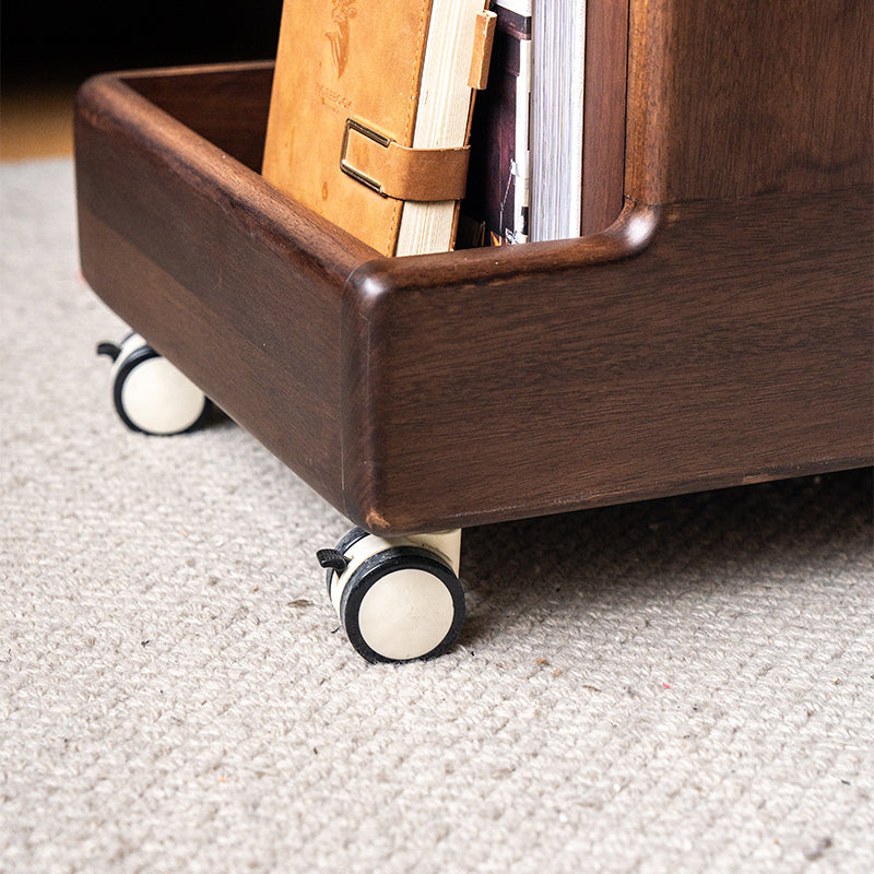 Stacy Height-Adjustable Mobile Wooden Side Table in Solid Merpauh – view 5