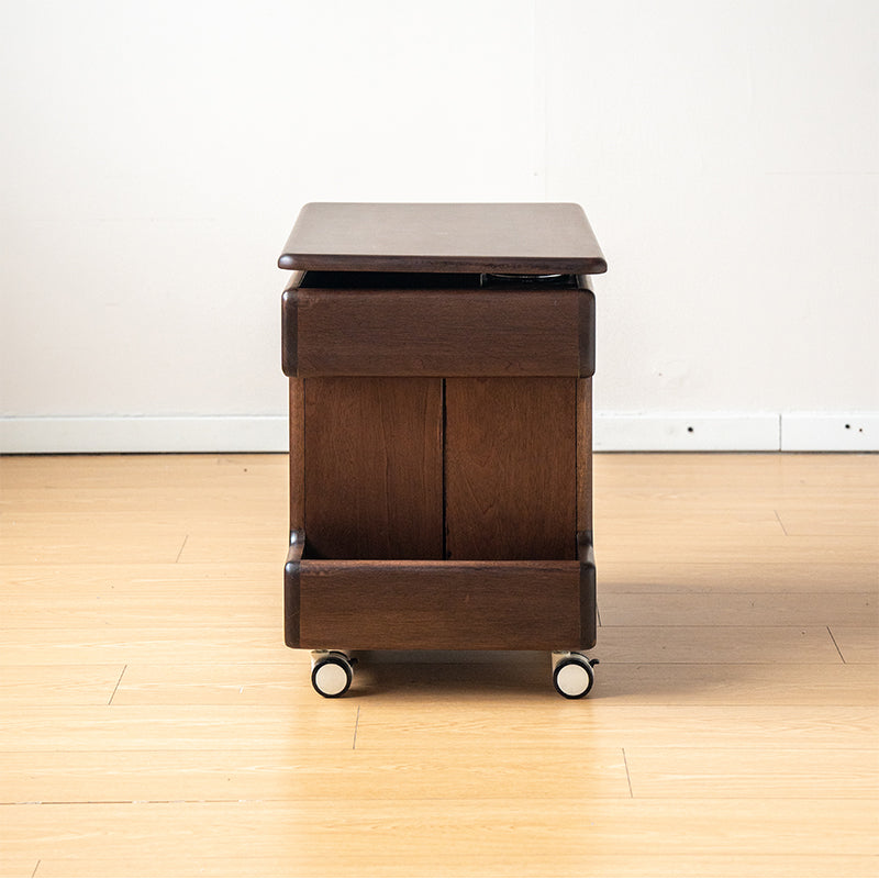 Stacy Height-Adjustable Mobile Wooden Side Table in Solid Merpauh – view 6