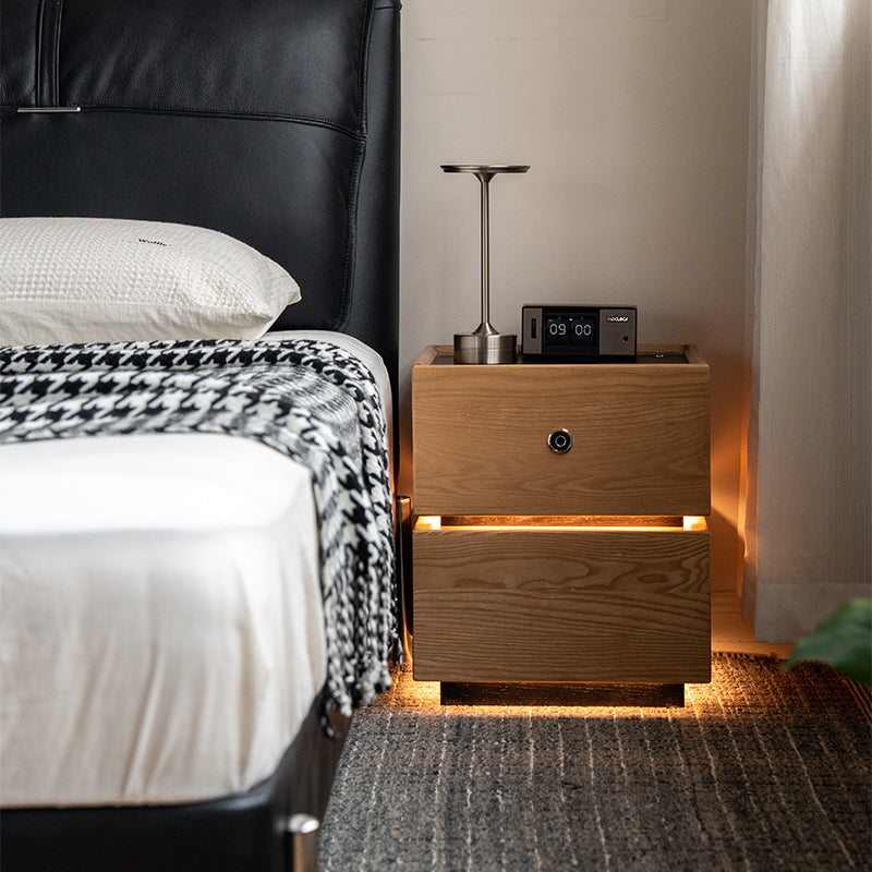 Stephanie Wooden Side Table in Solid Ash with Fingerprint Lock and LED – view 11