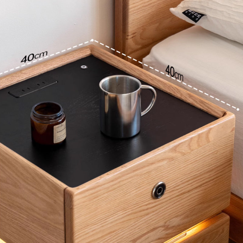 Stephanie Wooden Side Table in Solid Ash with Fingerprint Lock and LED – view 12