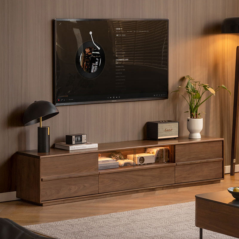 Teresa solid black walnut TV unit with 3 drawers – view 2