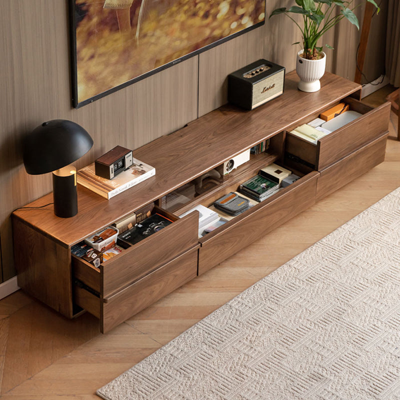 Teresa solid black walnut TV unit with 3 drawers – view 4