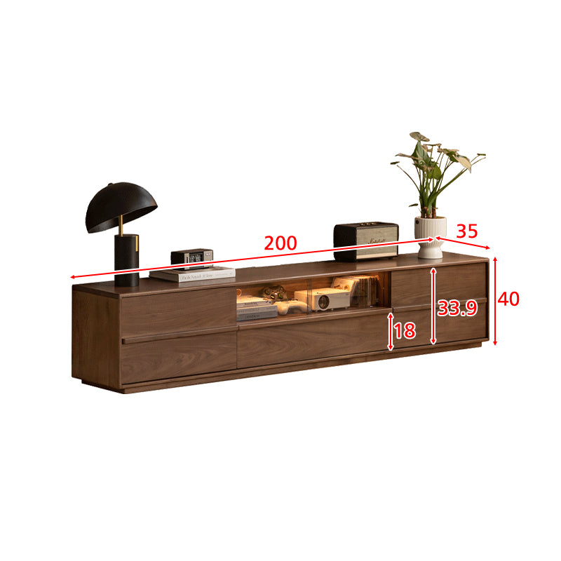 Teresa solid black walnut TV unit with 3 drawers – view 9
