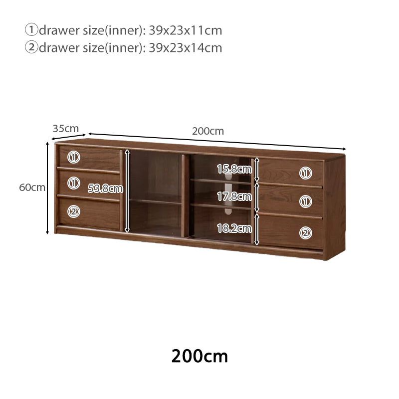 Thaddeus solid American oak TV unit with drawer – view 13
