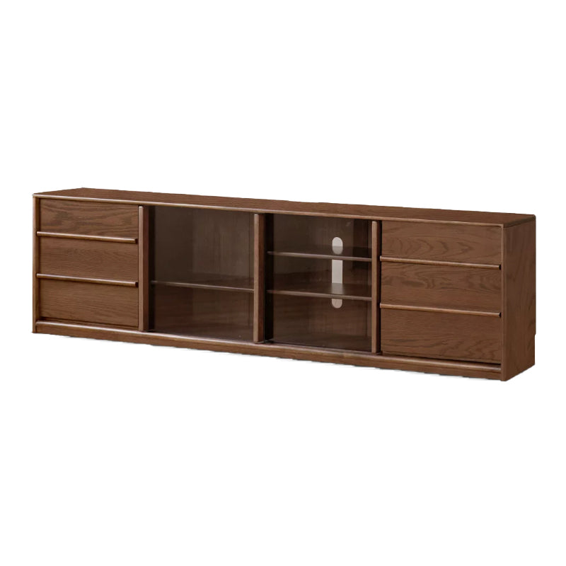 Thaddeus solid American oak TV unit with drawer – Walnut 2.4m, view 16