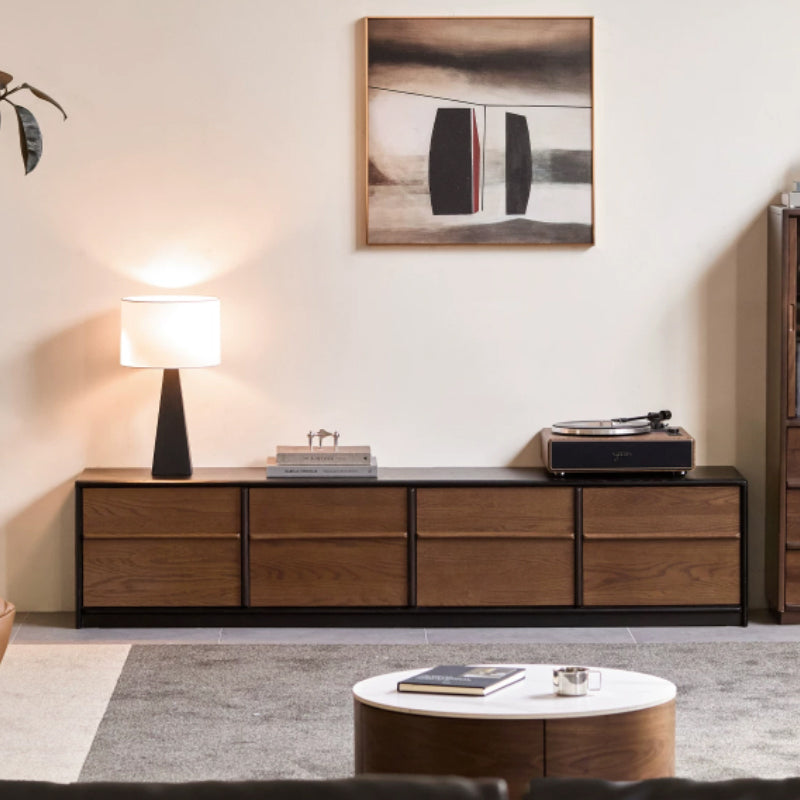 Thelma Solid Oak Entertainment Unit, Walnut Finish 200cm 220cm 240cm