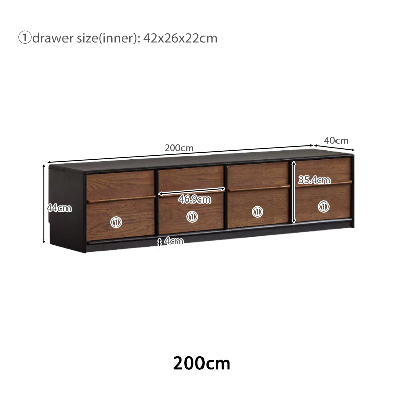 Thelma Solid Oak Entertainment Unit, Walnut Finish 200cm 220cm 240cm – view 13