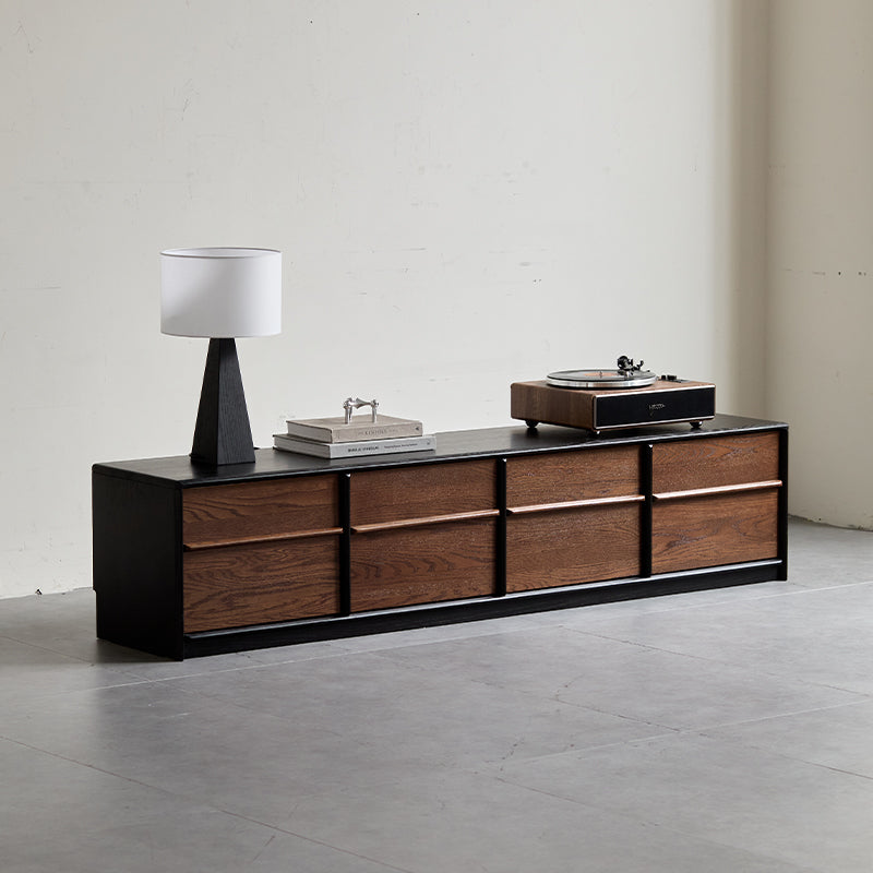 Thelma Solid Oak Entertainment Unit, Walnut Finish 200cm 220cm 240cm – view 3