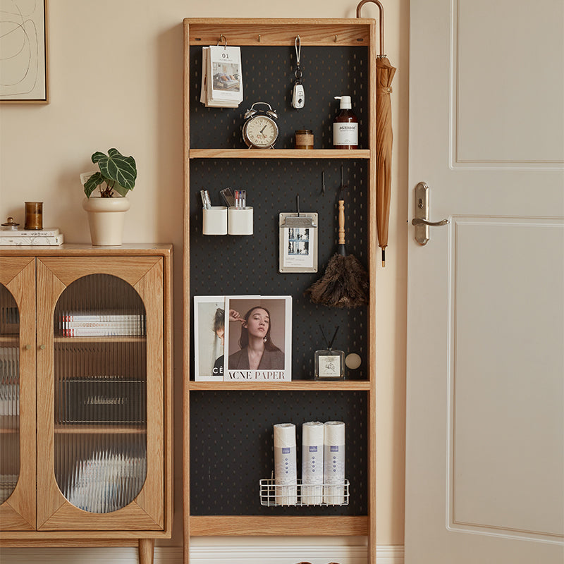 Viola Solid American Oak Narrow Storage Cabinet with Pegboard 60cm – view 2