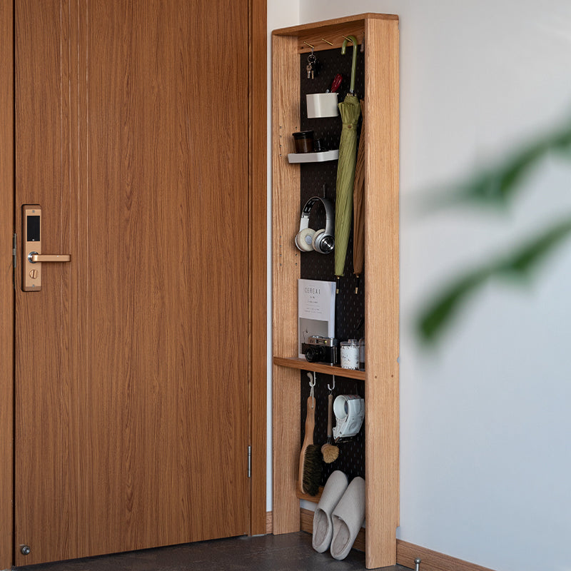 Viola Solid American Oak Narrow Storage Cabinet with Pegboard 60cm – view 3