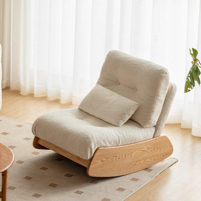 Virginia Faux Shearling Accent Chair on a Solid American Oak Base – view 2