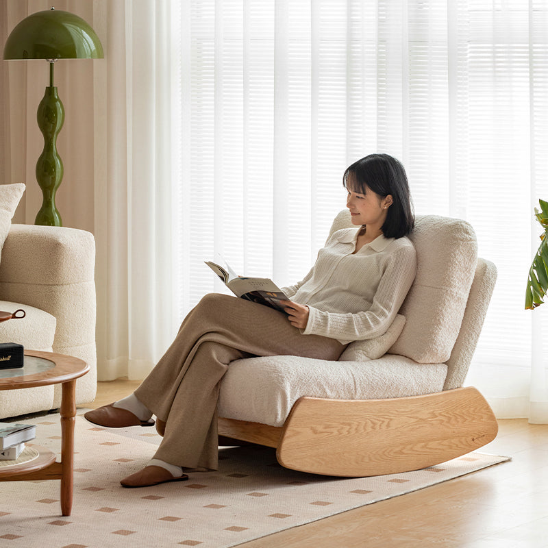 Virginia Faux Shearling Accent Chair on a Solid American Oak Base – view 3