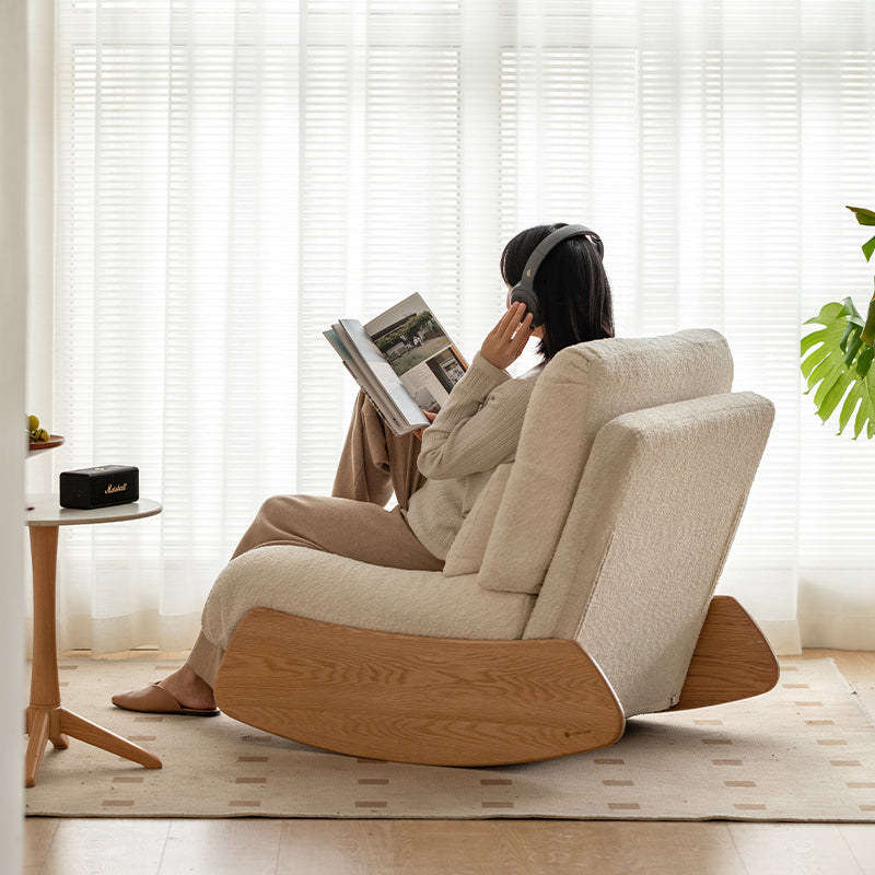 Virginia Faux Shearling Accent Chair on a Solid American Oak Base – view 4