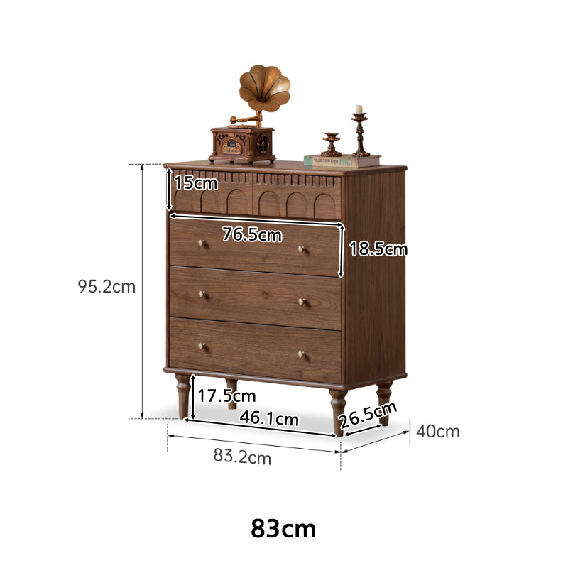 Brittany Chest of Drawers, Solid Black Walnut with Pinewood 63cm 83cm 123cm – view 11