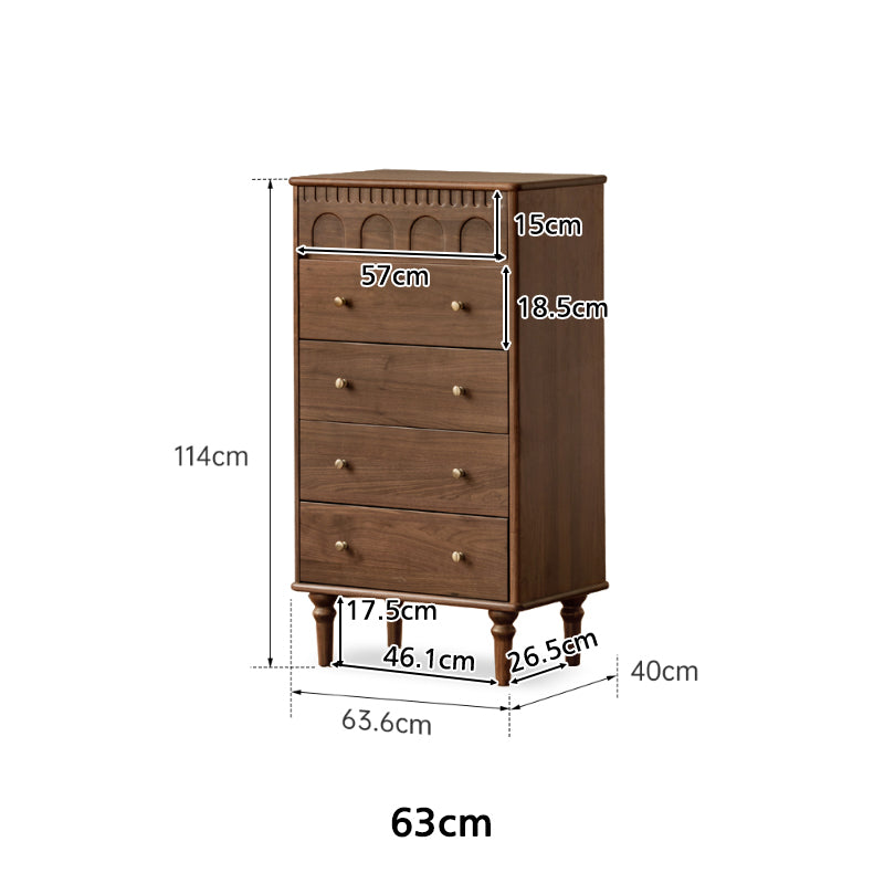 Brittany Chest of Drawers, Solid Black Walnut with Pinewood 63cm 83cm 123cm – view 13
