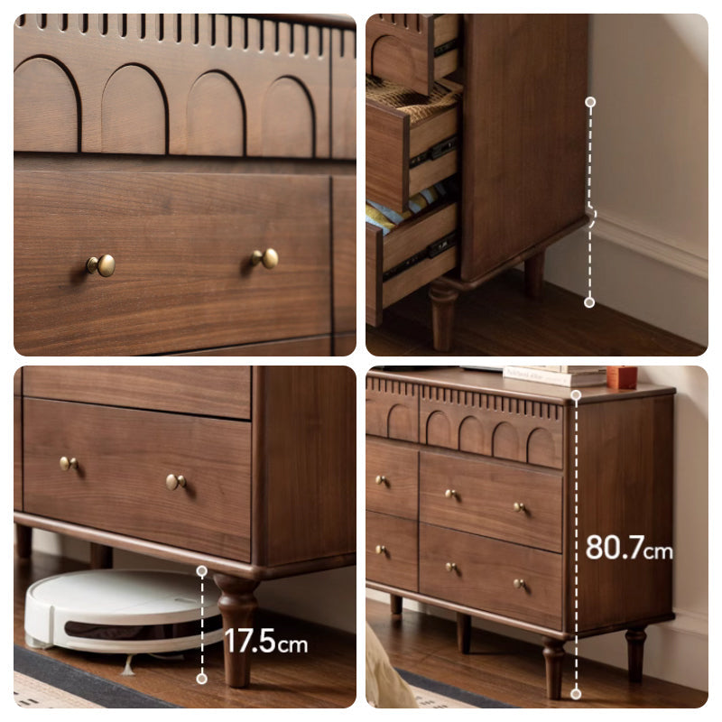 Brittany Chest of Drawers, Solid Black Walnut with Pinewood 63cm 83cm 123cm – view 7