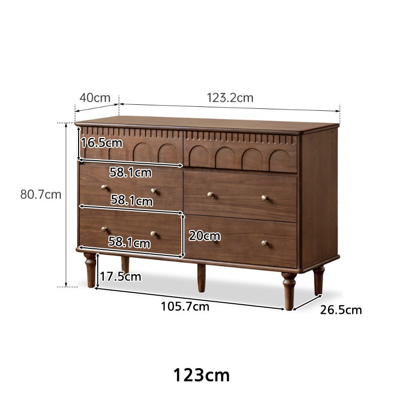 Brittany Chest of Drawers, Solid Black Walnut with Pinewood 63cm 83cm 123cm – view 9