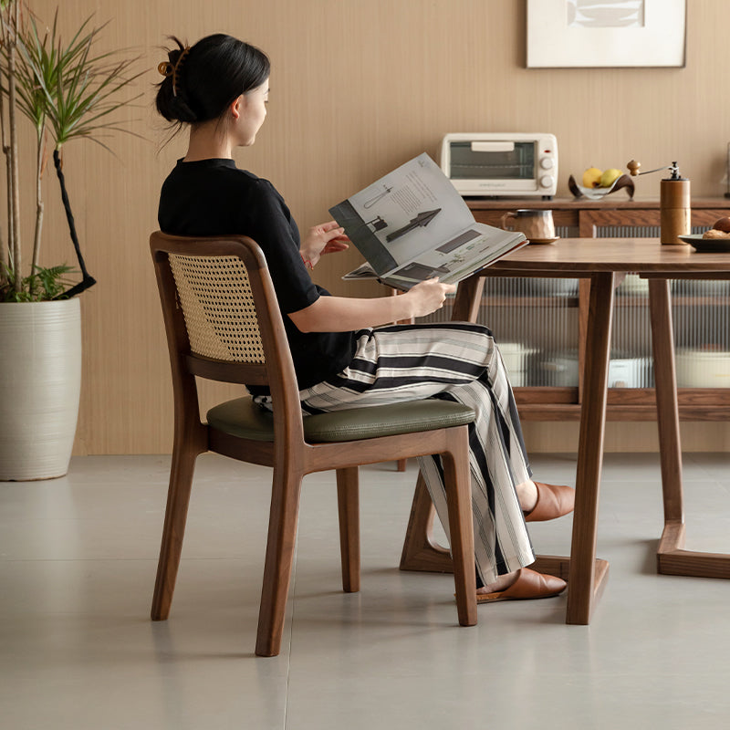 Candace Solid Black Walnut Dining Chair with Upholstered Seat – view 3