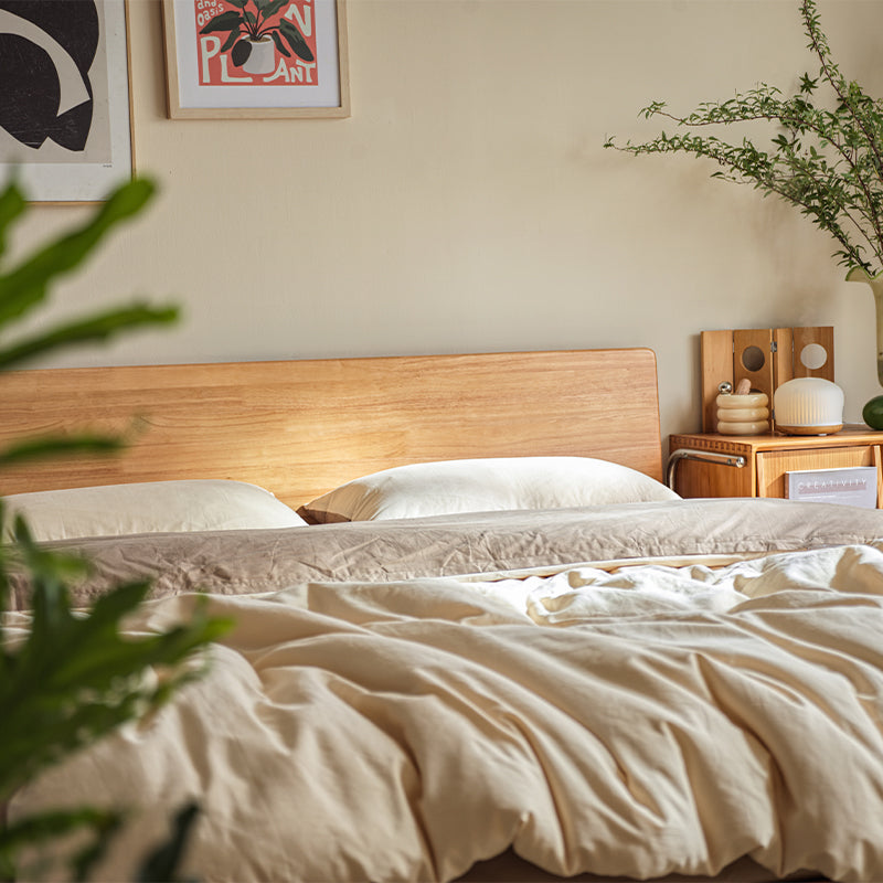 Wanda Rubberwood Queen Bed Frame with Double Beam and Eight Legs – view 10