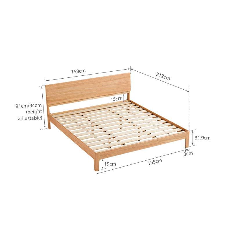 Wanda Rubberwood Queen Bed Frame with Double Beam and Eight Legs – view 19