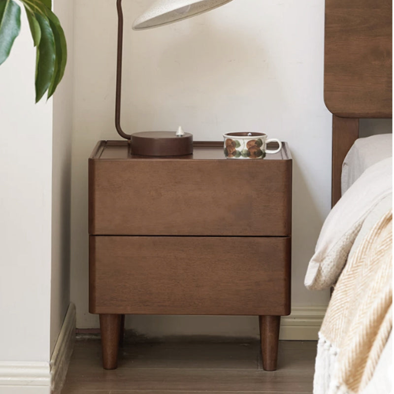 Winston rubberwood bedside table in walnut colour – view 2