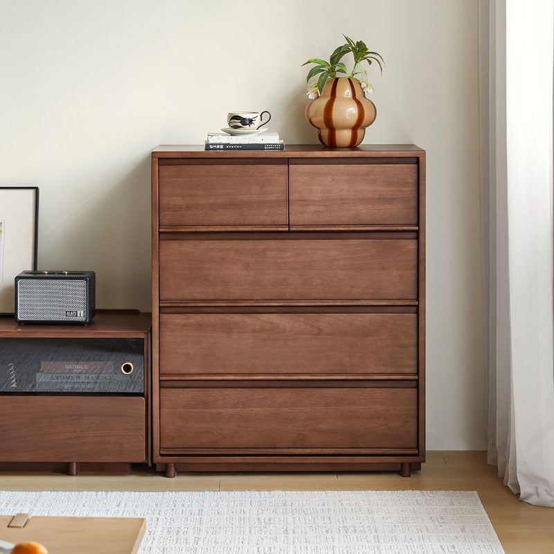 Vivian Rubberwood Chest of Drawers 60cm / 80cm / 150cm – Walnut 0.8m, view 16