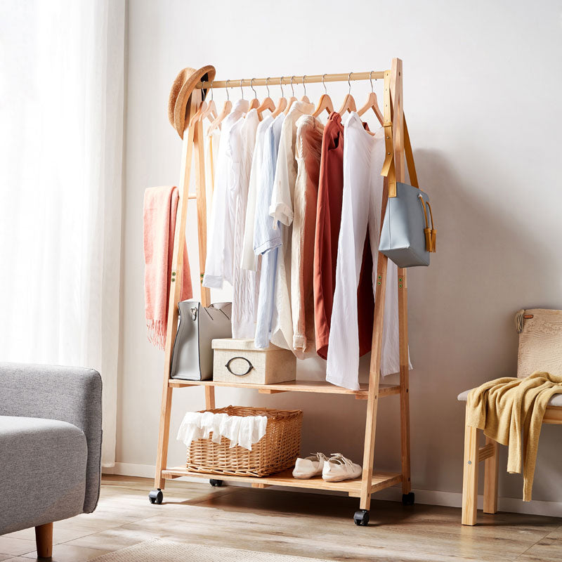 Dominique Rubberwood Coat Rack with Shelf, 2 Sizes