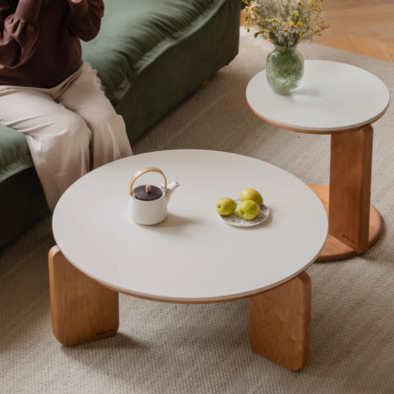 Twin-Set Cherry Wooden Coffee Table and Side Table with Ceramic Top – view 2