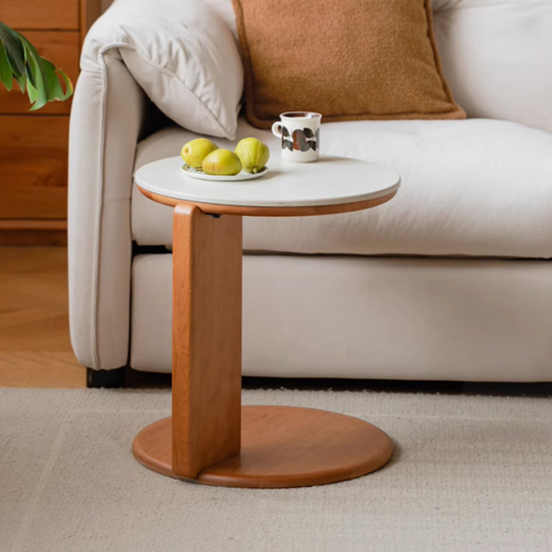 Twin-Set Cherry Wooden Coffee Table and Side Table with Ceramic Top – view 3