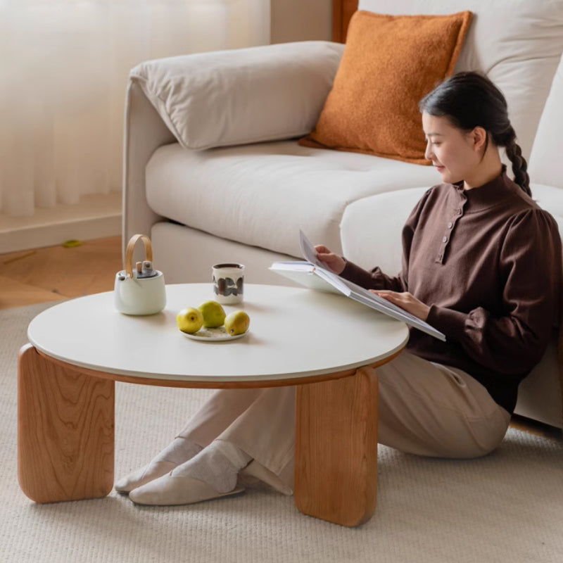 Twin-Set Cherry Wooden Coffee Table and Side Table with Ceramic Top – view 4