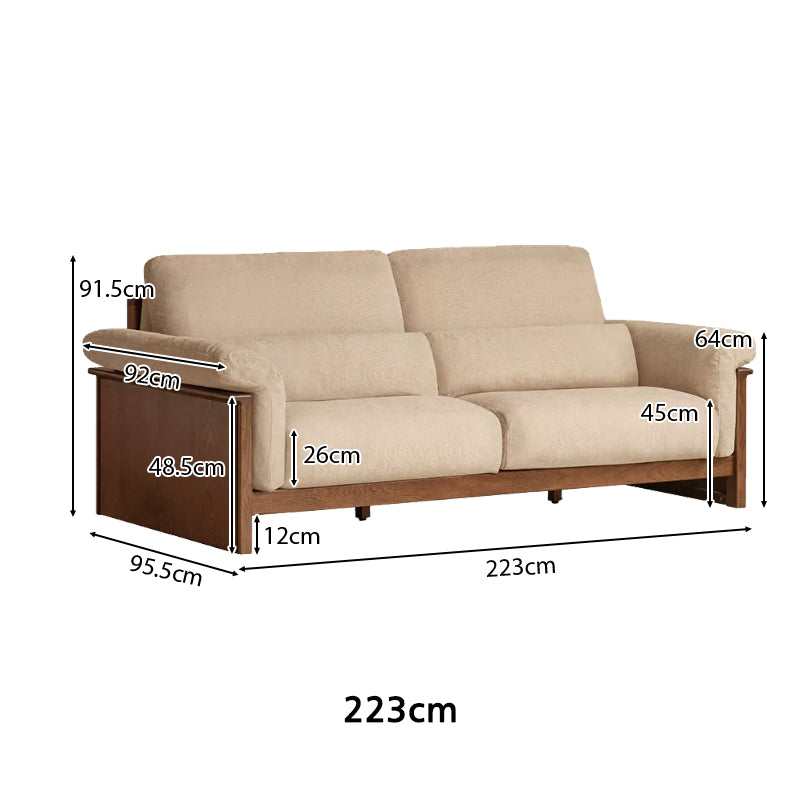 Xander Chenille Sofa with FAS-Graded Solid American Oak 223cm 253cm 283cm – view 10