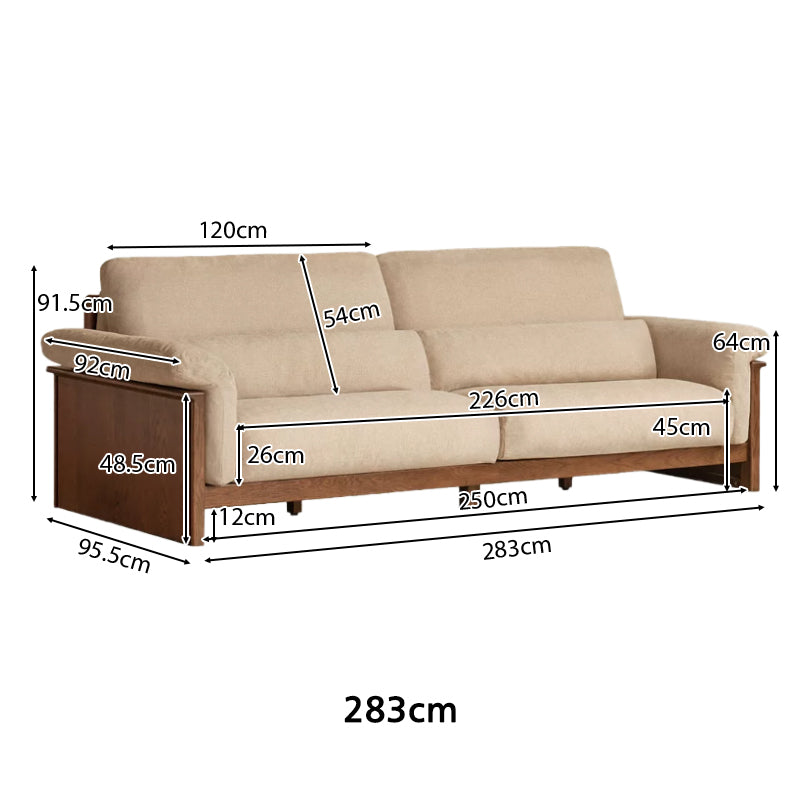 Xander Chenille Sofa with FAS-Graded Solid American Oak 223cm 253cm 283cm – view 14