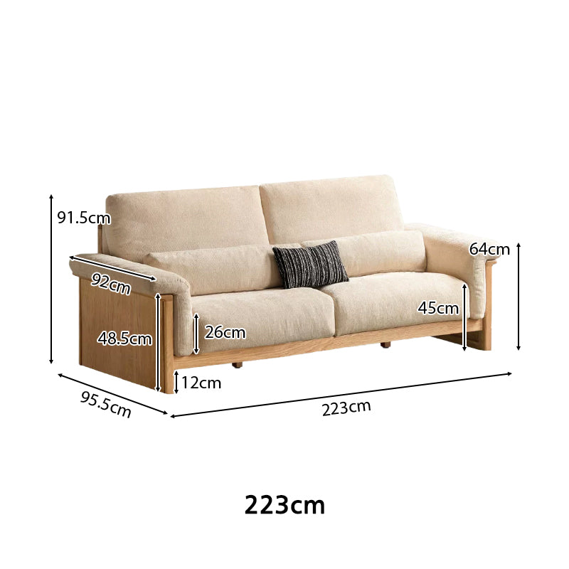 Xander Chenille Sofa with FAS-Graded Solid American Oak 223cm 253cm 283cm – view 19