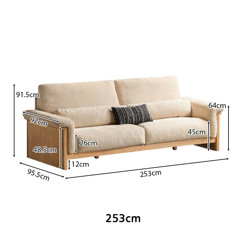 Xander Chenille Sofa with FAS-Graded Solid American Oak 223cm 253cm 283cm – view 21