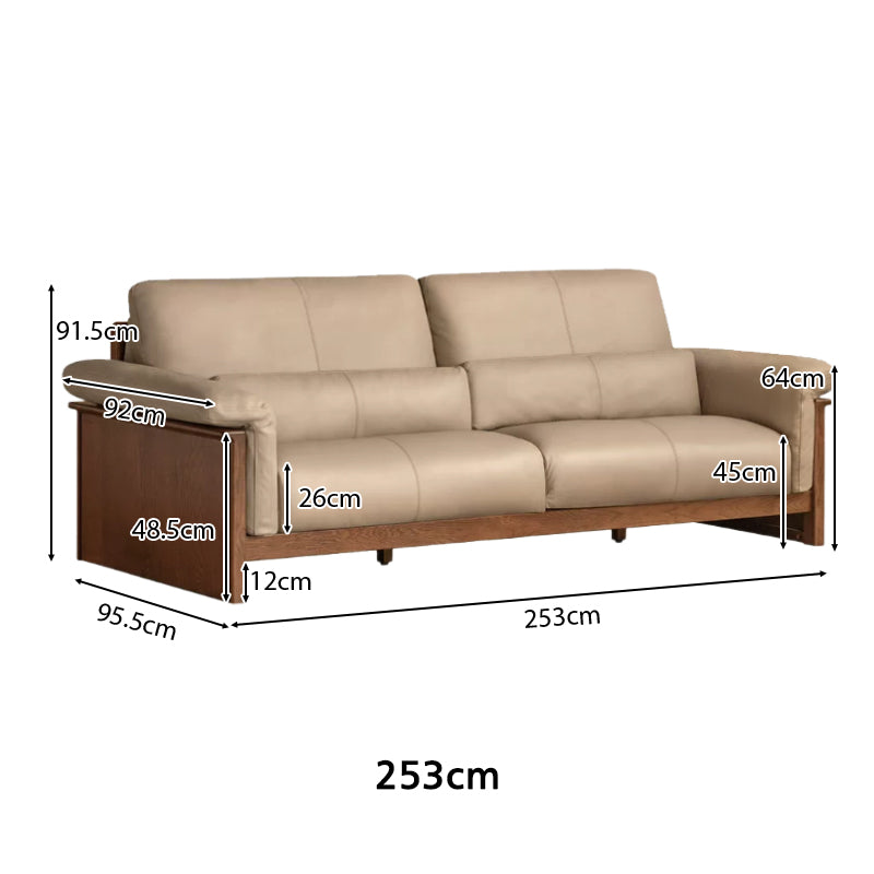 Xander Leather Sofa with FAS-Graded Solid American Oak 223cm 253cm 283cm – view 12