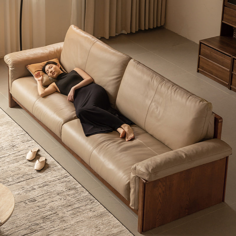 Xander Leather Sofa with FAS-Graded Solid American Oak 223cm 253cm 283cm – view 8