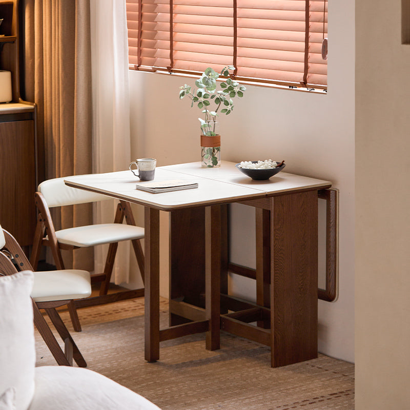 Xavier oak and ceramic extendable dining table in walnut colour
